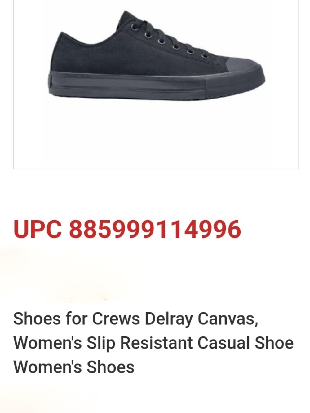 New Shoes for Crews Delray Black Canvas - Women's Slip Resistant Casual Shoe 9.5 - Picture 7 of 7